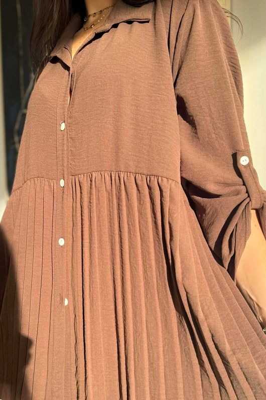 Suki Pleat Smock Blouse Chocolate /6=
